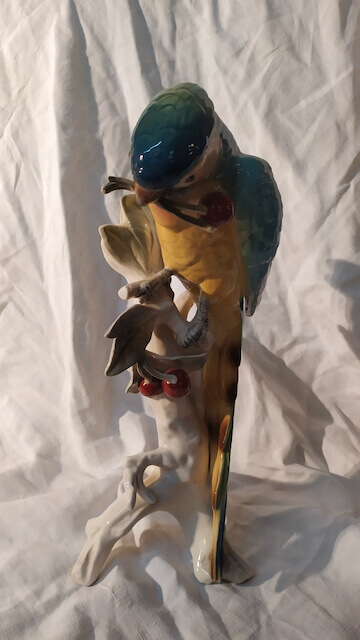 porcelaine de saxe 19eme perroquet aux cerises de karl ens