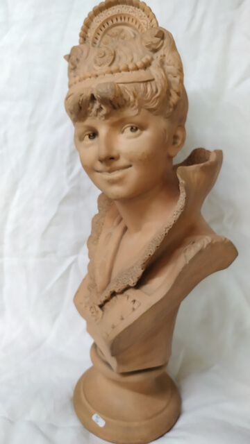 buste terre cuite XIXeme statue terre cuite