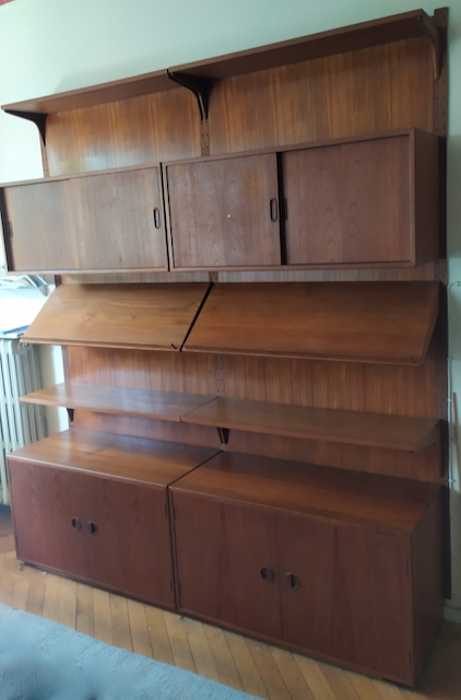 mobilier vintage danois bibliotheque murale scandinave vintage