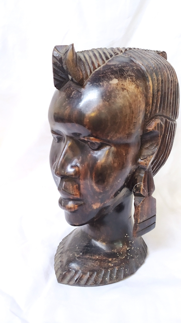 Sculpture bois buste bois ebene